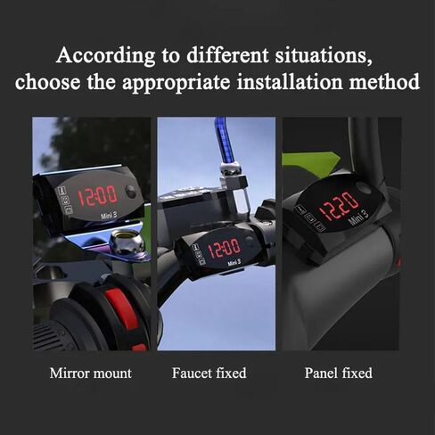 Meichoon 3 in 1 Car Digital Clock Voltmeter Thermometer 12V Waterproof Battery Voltage Monitor LED Large Screen Display for Motorcyclea Electric Vehicles Red in Kuwait