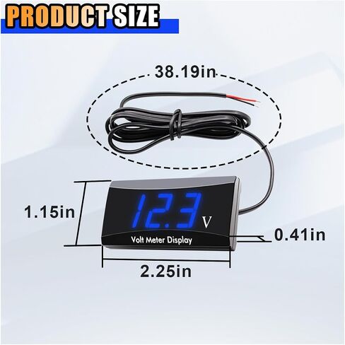 DC 12V Car Digital Voltmeter Gauge, Waterproof Car LED Display Voltage Gauge Meter, Power Energy LED Voltage Volt Meter Universal for Motorcycle Car Battery Voltage Monitor (Blue) in Saudi Arabia