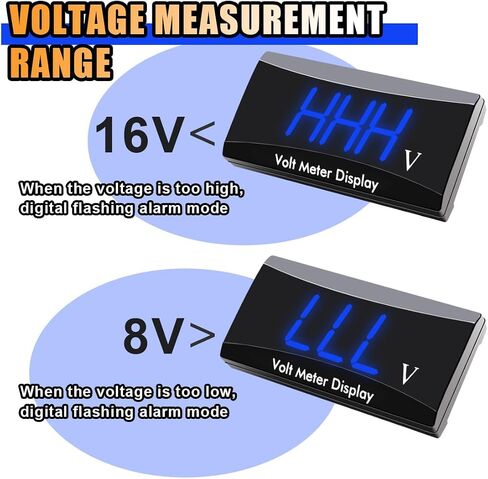 DC 12V Car Digital Voltmeter Gauge, Waterproof Car LED Display Voltage Gauge Meter, Power Energy LED Voltage Volt Meter Universal for Motorcycle Car Battery Voltage Monitor (Blue) in Saudi Arabia