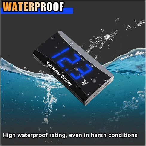DC 12V Car Digital Voltmeter Gauge, Waterproof Car LED Display Voltage Gauge Meter, Power Energy LED Voltage Volt Meter Universal for Motorcycle Car Battery Voltage Monitor (Blue) in Saudi Arabia