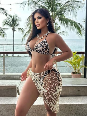 Segt Women's Swimsuit Cover Up Skirt sheer Crochet Beach Wraps Shell Decors Coverups in Kuwait
