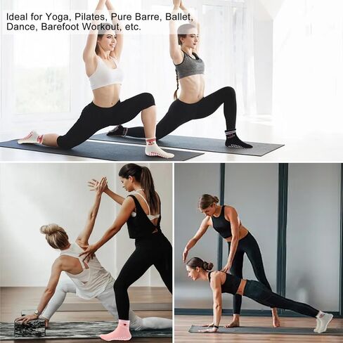 Grip Yoga Socks for Women,Heart-Shaped Non-Slip Grips Pilates Barre Reformer Workout Socks 4Pairs in Saudi Arabia