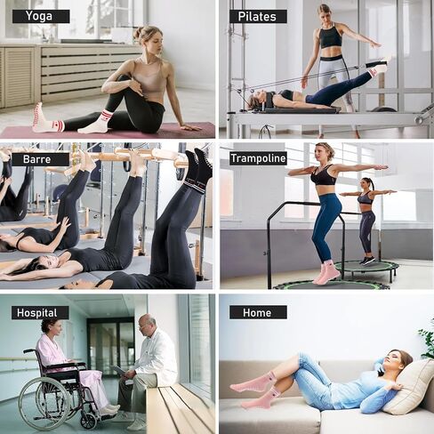 Grip Yoga Socks for Women,Heart-Shaped Non-Slip Grips Pilates Barre Reformer Workout Socks 4Pairs in Saudi Arabia