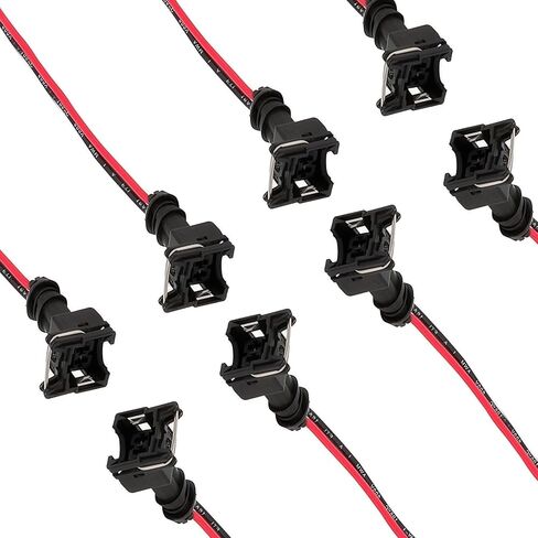 Fuel Injector Connector, Waterproof Shell + Copper Core Plug Standard Specification Injector Socket, with Extended Pigtail Wiring Harness, Universal for Cars Trucks (Black) in Saudi Arabia