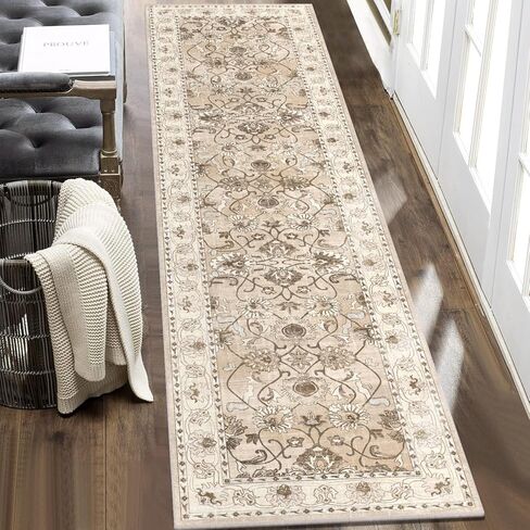 Yamaziot Washable Runner Rug, 2x8 Non-Slip Vintage Floral Hallway Rug with Rubber Backing, Low Pile Non-Shedding Soft Distressed Carpet Runner for Bedroom, Kitchen, Laundry, Entrance in Saudi Arabia