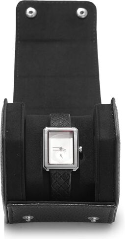 Premium Velvet Interior Watch Gift Box with Pillow PU Leather Portable Single Watch Roll Case Box for Men Women(Black) in Saudi Arabia
