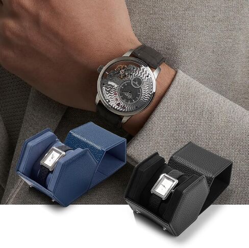 Premium Velvet Interior Watch Gift Box with Pillow PU Leather Portable Single Watch Roll Case Box for Men Women(Black) in Saudi Arabia