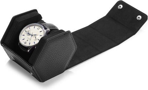 Premium Velvet Interior Watch Gift Box with Pillow PU Leather Portable Single Watch Roll Case Box for Men Women(Black) in Saudi Arabia