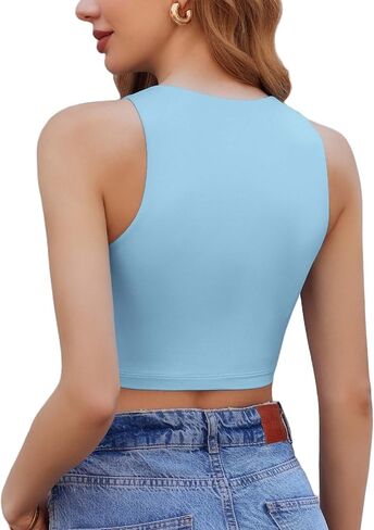 Avidlove Crop Tops for Women Crew Neck Basic Tank Sexy Double Lined Seamless Crop Going Out Summer Tops in Saudi Arabia