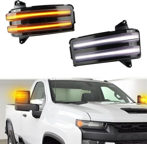 LED Rear Side Mirror Light DRL Amber Sequential Turn Signal Lamp Feature Kit for 2020-2024 Chevy Silverado/GMC Sierra 2500 3500 Pickup Truck,Full LED Side Marker Mirror DRL Lamp,2pc (20-24) in Saudi Arabia