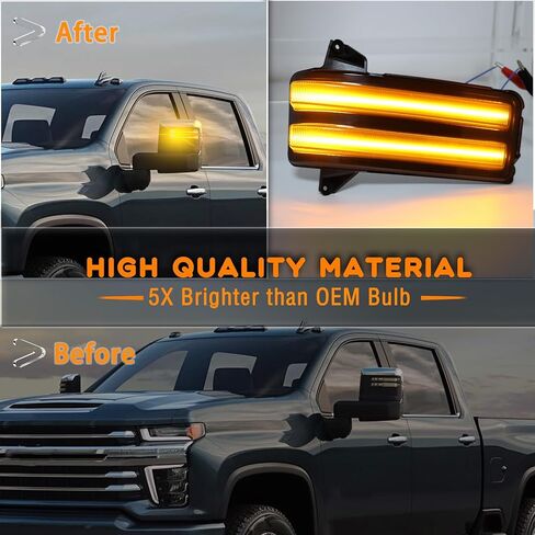 LED Rear Side Mirror Light DRL Amber Sequential Turn Signal Lamp Feature Kit for 2020-2024 Chevy Silverado/GMC Sierra 2500 3500 Pickup Truck,Full LED Side Marker Mirror DRL Lamp,2pc (20-24) in Saudi Arabia