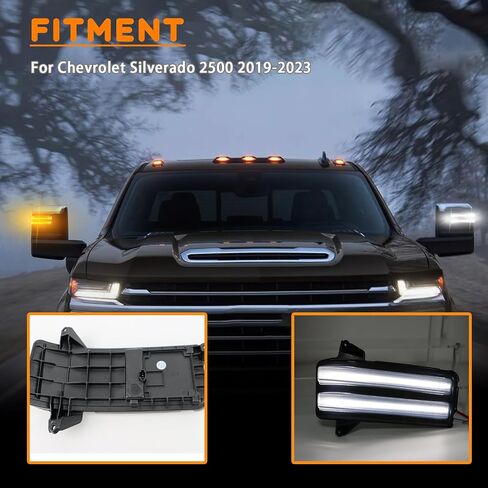 LED Rear Side Mirror Light DRL Amber Sequential Turn Signal Lamp Feature Kit for 2020-2024 Chevy Silverado/GMC Sierra 2500 3500 Pickup Truck,Full LED Side Marker Mirror DRL Lamp,2pc (20-24) in Saudi Arabia