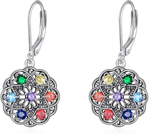Mandala Chakra Earrings for Women 925 Sterling Silver 7 Chakra Yoga Lotus Dangle Earrings Chakra Jewelryfor Women in Kuwait