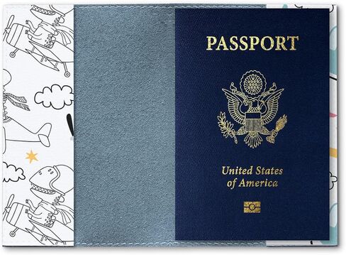 White Passport Cover For Kids, Vegan Leather Holder for Children, Travel Dinosaur Birthday Gift for Little Boys and Girls in Saudi Arabia