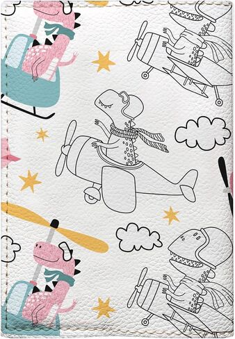 White Passport Cover For Kids, Vegan Leather Holder for Children, Travel Dinosaur Birthday Gift for Little Boys and Girls in Saudi Arabia