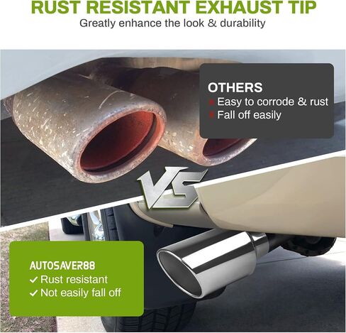 AutoSaver88 5 إلى 8 بوصة طرف العادم ديزل ، 5 "مدخل 8" منفذ 15 "الطول الكلي نصائح العادم المصقول من الفولاذ المقاوم للصدأ ، عالمي ل 5 بوصات قطره ، الترباس على in Saudi Arabia