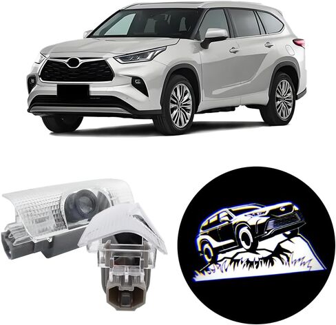2 PCS LED Car Door Logo Lights Compatible for Highlander XU70 2020-present Courtesy Projector Laser Welcome Light Puddle Lamp Easy Installation Car Accessories (Water) in Saudi Arabia
