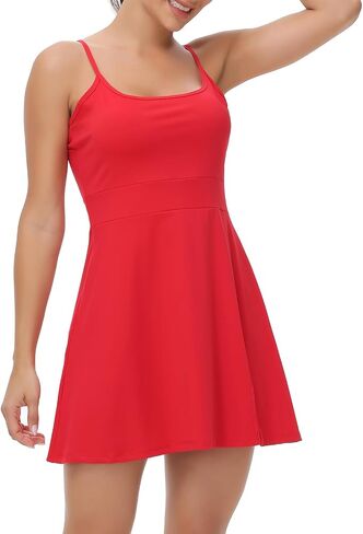 Womens Golf Tennis Dresses Workout Athletic Active Halter Mini Dress with Shorts Pockets Casual Summer Cute Outfits in Saudi Arabia