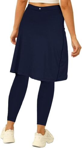 Fisoew Women's Knee Length Athletic Skirt with Leggings Wrap Gym Workout Golf Tennis Skorts with Pocket in Saudi Arabia