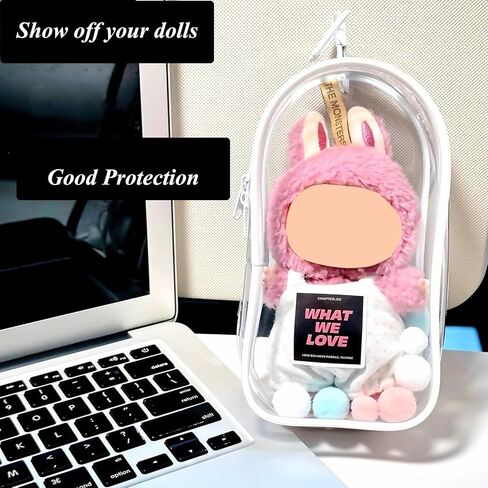 Large Clear Figure Display Bag with Keychain Case Blind Box Keychain Carrying Case Lipstick Charm for Collectibles in Saudi Arabia