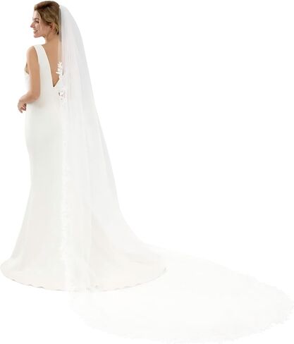 Bridal Veil 1 Tier Lace Wedding Veil With Metal Comb Veils for Women Wedding in Kuwait