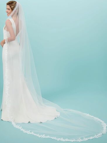 Bridal Veil 1 Tier Lace Wedding Veil With Metal Comb Veils for Women Wedding in Kuwait
