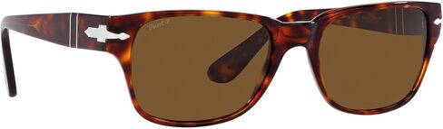Persol PO3288S Rectangle Sunglasses, TRASPARENT Taupe Grey/Polar Black, 55mm in Kuwait