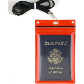 StoreSMART Sport - Zipper Passport Holder with Lanyard - Clear Plastic Front & Red Plastic Back - SPCR1596ZIPS-R-1