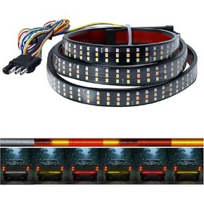 60" Truck Tailgate Light Bar - 432 LED Triple Row Strip with Red Brake/White Reverse/Yellow Turn Signals, Sequential & Strobe Effects, Waterproof Silicone for Pickup Trucks, SUVs, Trailers
