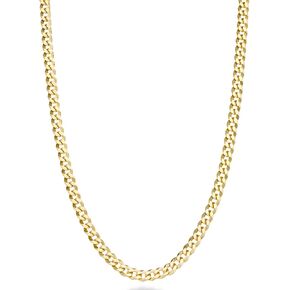 Miabella Italian Solid 18k Gold Over 925 Sterling Silver 3.5mm Diamond Cut Cuban Link Curb Chain Necklace for Women, Made in Italy