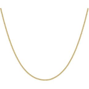 14K Solid Yellow Gold Box Chain Necklace for Women & Men, Gold Jewelry for Gift(0.6mm,1mm - Available in 16-24 Inch Lengths)