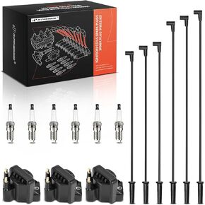 A-Premium 3 Ignition Coils with 6 Wires and 6 Iridium Spark Plugs Compatible with Chevy Malibu, Impala, Lumina, Monte Carlo, Venture & Buick Century, Rendezvous & Oldsmobile Alero & Pontiac Grand Am
