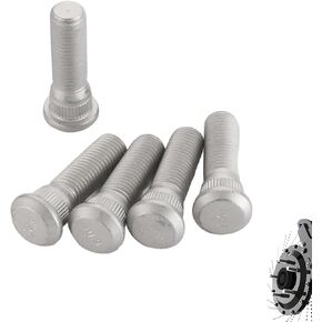 5 PCS M12 x 1.5 Car Tire Screw Rod, 48mm Long Extended Wheel Hub Fixing Screw, Wheel Studs, Steel Tire Studs, Tire Lug Nuts, Replace OEM#90942-02049, Compatible with Specific Models (Silver)
