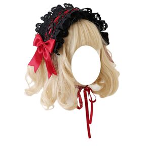 Women's Lolita Headband Black Lace Maid Hairband Hair Accessories Girls Gothic Headdress for Cosplay Costume Party (Black)