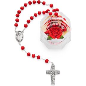 Rosary Beads catholic for Women and Men Blessed During Pope's Angelus, Five-Decade Rosary in Pope Francis Rose Petals - Perfect Catholic gifts