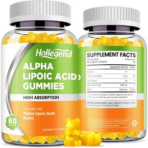 Alpha Lipoic Acid Gummies 1000Mg with Biotion, High Absorption Chewable ALA Supplement for Antioxidant, Brain Health and Nerve Support, Pineapple Flavor, Sugar Free, 120 Chews