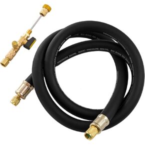 1/2" HVAC Vacuum Hose Evacuation Kit, 1/2'' ID Vacuum Refrigerant Charging Hose with Valve Core Removal Tool 1/4 and 5/16, High Flow HVAC Vacuum Pump Kit with 3/8 to 1/4