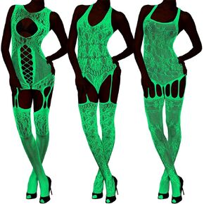 Hercicy 3 PCS توهج في جوارب الشبكة الداكنة الداكنة الجوارب اللبوجينات البودين