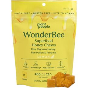 Plant People Wonderfee Superfood Manuka Honey Chews - دعم المناعة وزيادة الطاقة - حبوب اللقاح والنحل - مكملات يومية خالية من الغلوتين المضادة للأكسدة (30 COUNT)