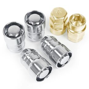 Mikkuppa M14x1.5 قفل عجلة القفل المكسرات ، Chrome 1.5 "طول مخروط مقعد القفل القفل المكسرات مع 2 المقبس - مجموعة من 6