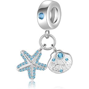 Starfish Shell Charms for Bracelets 925 Sterling Silver Starfish Shell Beads Charms Ocean Jewelry Present for Women