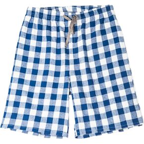 Men's Pajama Shorts, Cotton Plaid PJ Bottoms with Pockets