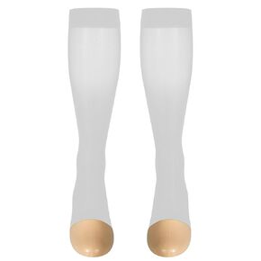 NuVein Sheer Compression Stockings for Women, 8-15 mmHg Support, Light Denier, Knee High, Open Toe, Beige, Large