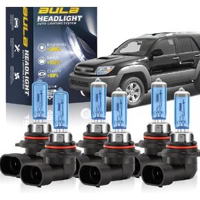 Fit For Toyota 4Runner 2003-2005 Halogen Headlight Bulbs 100W 6000K,9005 High Beam + 9006 Low Beam + 9006 Fog Light Combo Kit,Pack of 6