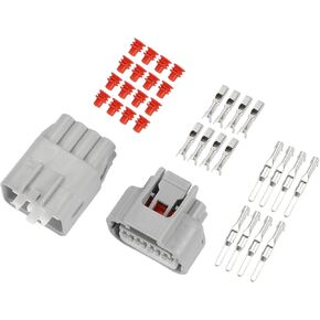 8 Pin Headlight Waterproof Connector Plug - Car Male Female Wire Terminal Connector - for Toyota Plastic Gray - 1 Set