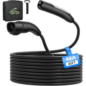 40FT Tesla Extension Cord with NACS Plug,48Amp 110-240V Tesla Charger Extension Cable Compatible with Model Y/X/3/S/Cybertruck,Tesla Charging Cable with Carrying Bag and Extension Cord Organizer