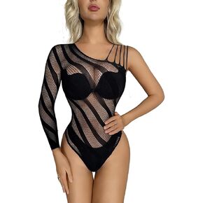 Women Fishnet Bodysuit Sleeveless Sexy Lingerie Mesh Teddy One Piece Bodystocking Chemise Babydoll