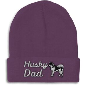 Beanies for Men Siberian Dad Husky Dog Pet Embroidery Dogs Winter Hats for Women Acrylic Skull Cap 1 Size
