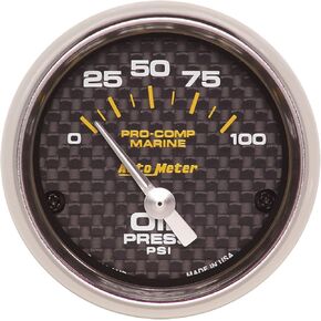 AutoMeter Gauge, Oil Pressure, 2 1/16", 100Psi, Electric, Marine Carbon Fiber (200758-40),Multi