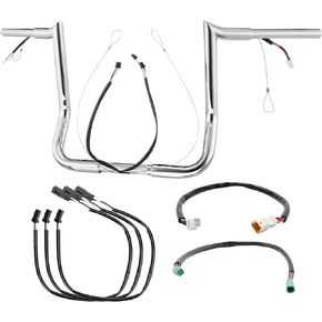 14" Rise Ape Hangers Handlebars for Harley 2014-2023 Street Glide/Electra Glide/Ultra Limited 1.25" Meathook Bar Pre-wired CAN-Bus Wire and Guiding Line, Chrome